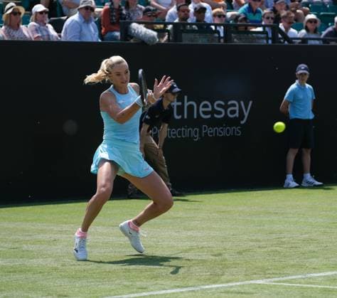 13th June 2023; Nottingham Tennis Centre, Nottingham, England: Rothesay Nottingham Open, Day 2; forehand winner from Tereza Martincova (CZE) to Jodie Burrage (GBR)  ActionPlus12519554 PaulxBonser