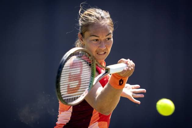 ROSMALEN - Lesley Pattinama Kerkhove in action against Kimberly Birrell (AUS) on the second day of the Libema Open tennis tournament in Rosmalen. AP SANDER KING xVIxANPxSportx xxANPxIVx 471538712 originalFilename: 471538712.jpg