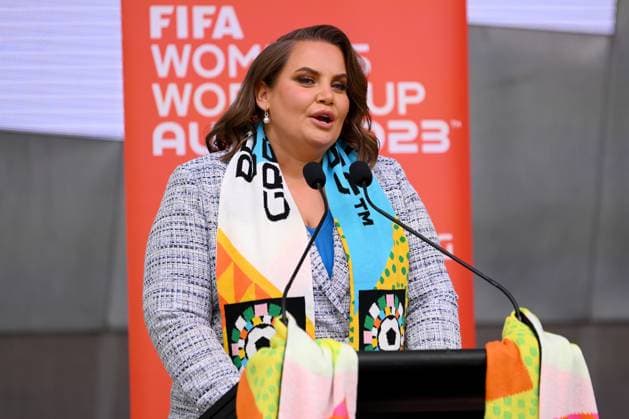 FIFA WOMENS WORLD CUP TROPHY TOUR MELBOURNE, Beyond Greatness Champion and MC, Jelena Dokic speaks during the FIFA Women?s World Cup Trophy Tour, in Melbourne, Wednesday, June 14, 2023. ( NO ARCHIVING, EDITORIAL USE ONLY, NO USE IN BOOKS WITHOUT CONSENT MELBOURNE VIC AUSTRALIA  Copyright: xMORGANxHANCOCKx 20230614001810272304