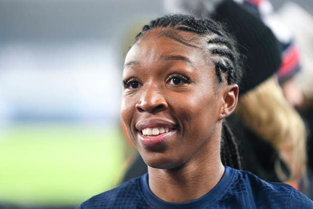 Women s Champions League Football Match - PSG v Real Madrid Grace Geyoro of PSG celebrates during the UEFA Women s Champions League football match between Paris Saint Germain (PSG) and Real Madrid on December 16, 2022 at Parc des Princes stadium in Paris, France. Photo by Victor Joly ABACAPRESS.COM Paris France  Copyright: xJolyxVictor ABACAx 835700_026 JolyxVictor ABACAx 835700_026