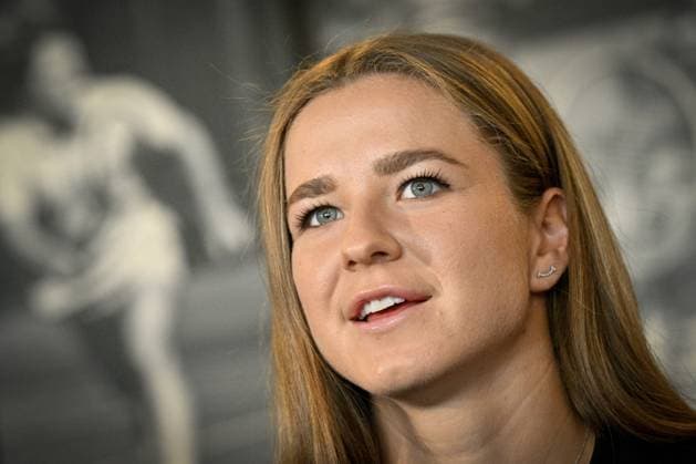 Karolina Muchova, Czech tennis player and 2023 French Open finalist, speaks during a press conference, PK, Pressekonferenz on June 14, 2023, in Prague, Czech Republic. (CTKxPhoto VitxSimanek) CTKPhotoP2023061403820  CTKPhotoP2023061403820