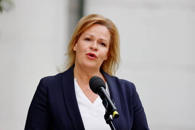 Nancy Faeser, Federal Minister of the Interior and for Home Affairs, Germany, Berlin, Federal Chancellery, photo opportunity of Chancellor Scholz and Federal Minister Faeser with representatives of the DFB on the occasion of the 2024 European Football Championship in Germany.