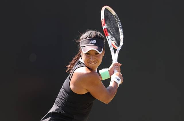 Mandatory Credit: Photo by Ryan Browne Shutterstock (13961285ch) Heather Watson of Great Britain during her round of 16 match against Tatjana Maria of Germany. Rothesay Open, Day Three, Tennis, Nottingham Tennis Centre, Nottingham, UK - 14 Jun 2023 Rothesay Open, Day Three, Tennis, Nottingham Tennis Centre, Nottingham, UK - 14 Jun 2023 Copyright: xRyanxBrowne Shutterstockx 13961285ch