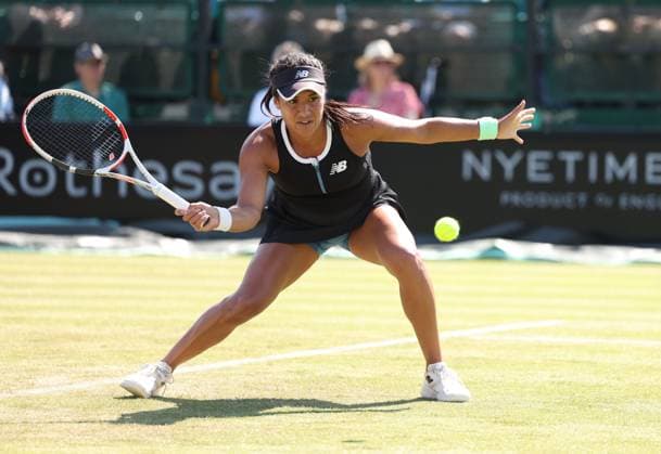 Mandatory Credit: Photo by Ryan Browne Shutterstock (13961285cr) Heather Watson of Great Britain during her round of 16 match against Tatjana Maria of Germany. Rothesay Open, Day Three, Tennis, Nottingham Tennis Centre, Nottingham, UK - 14 Jun 2023 Rothesay Open, Day Three, Tennis, Nottingham Tennis Centre, Nottingham, UK - 14 Jun 2023 Copyright: xRyanxBrowne Shutterstockx 13961285cr