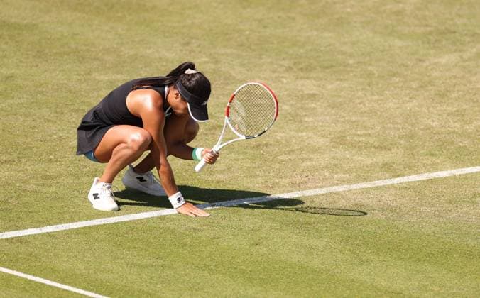 Mandatory Credit: Photo by Ryan Browne Shutterstock (13961285dg) Heather Watson of Great Britain during her round of 16 match against Tatjana Maria of Germany. Rothesay Open, Day Three, Tennis, Nottingham Tennis Centre, Nottingham, UK - 14 Jun 2023 Rothesay Open, Day Three, Tennis, Nottingham Tennis Centre, Nottingham, UK - 14 Jun 2023 Copyright: xRyanxBrowne Shutterstockx 13961285dg