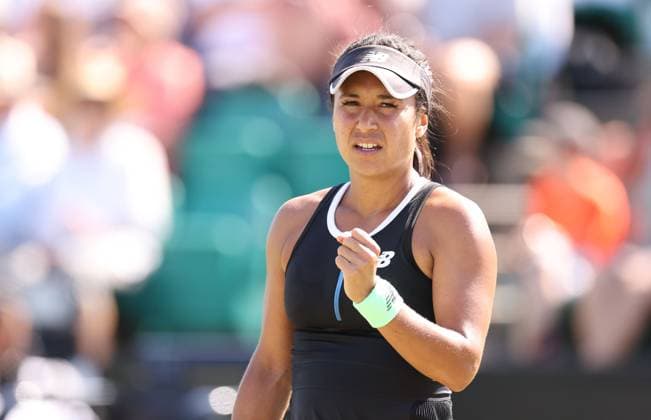 Mandatory Credit: Photo by Ryan Browne Shutterstock (13961285di) Heather Watson of Great Britain during her round of 16 match against Tatjana Maria of Germany. Rothesay Open, Day Three, Tennis, Nottingham Tennis Centre, Nottingham, UK - 14 Jun 2023 Rothesay Open, Day Three, Tennis, Nottingham Tennis Centre, Nottingham, UK - 14 Jun 2023 Copyright: xRyanxBrowne Shutterstockx 13961285di