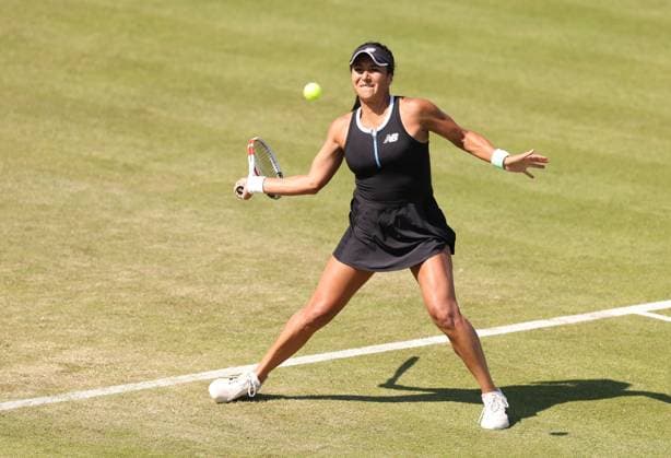 Mandatory Credit: Photo by Ryan Browne Shutterstock (13961285dd) Heather Watson of Great Britain during her round of 16 match against Tatjana Maria of Germany. Rothesay Open, Day Three, Tennis, Nottingham Tennis Centre, Nottingham, UK - 14 Jun 2023 Rothesay Open, Day Three, Tennis, Nottingham Tennis Centre, Nottingham, UK - 14 Jun 2023 Copyright: xRyanxBrowne Shutterstockx 13961285dd