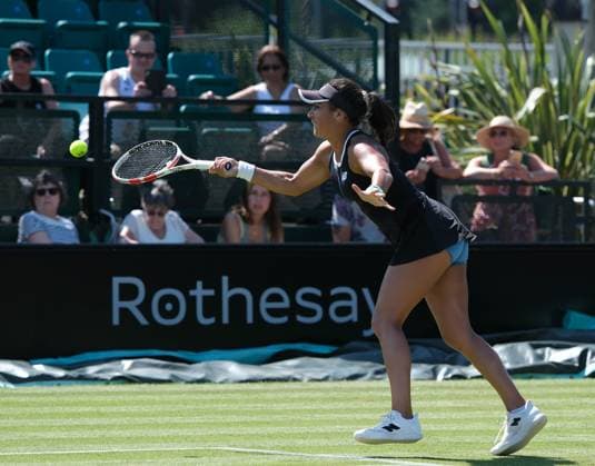 14th June 2023; Nottingham Tennis Centre, Nottingham, England: Rothesay Nottingham Open, Day 3; Heather Watson (GBR) plays a forehand shot to Tatjana Maria (GER) in her two sets win  ActionPlus12519620 PaulxBonser