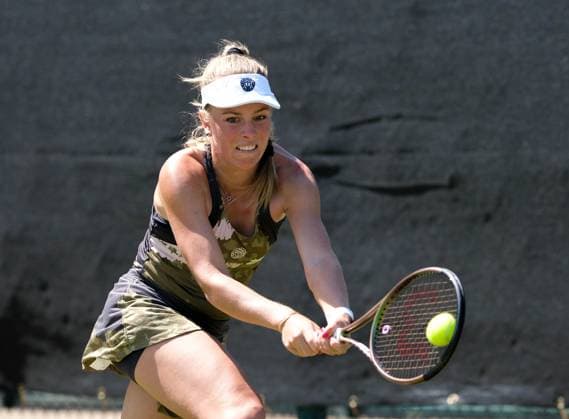 14th June 2023; Nottingham Tennis Centre, Nottingham, England: Rothesay Nottingham Open, Day 3; Magdalena Frech (POL) plays a backhand shot to Lin Zhu (CHN)  ActionPlus12519637 PaulxBonser