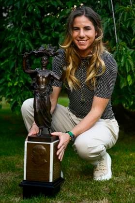 Czech skier and snowboarder Ester Ledecka receives the Jiri Stanislav Guth Jarkovsky Award in Prague, Czech Republic, June 14, 2023. Three-time Olympic champion Ester Ledecka won the Jiri Stanislav Guth-Jarkovsky Award for the most valuable performance of the year for the second time in her career. (CTKxPhoto OndrejxDeml) CTKPhotoP2023061408471  CTKPhotoP2023061408471