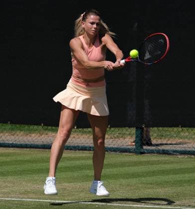 15th June 2023; Nottingham Tennis Centre, Nottingham, England: Rothesay Nottingham Open, Day 4; Camila Giorgi (ITA) plays a backhand shot to Elizabeth Mandlik (USA)  ActionPlus12519663 PaulxBonser