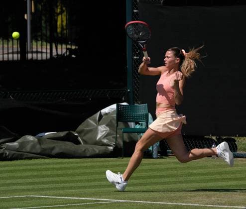 15th June 2023; Nottingham Tennis Centre, Nottingham, England: Rothesay Nottingham Open, Day 4; Camila Giorgi (ITA) sprints across court to hit a forehand winner down the line to Elizabeth Mandlik (USA)  ActionPlus12519665 PaulxBonser
