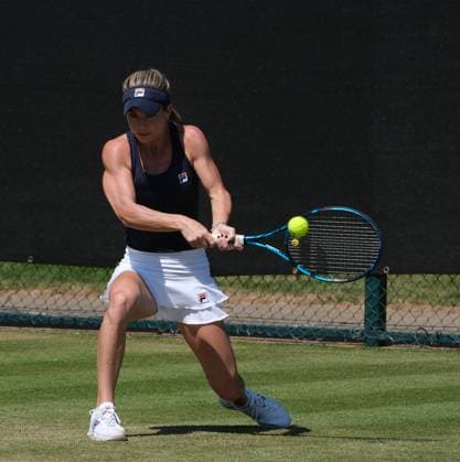 15th June 2023; Nottingham Tennis Centre, Nottingham, England: Rothesay Nottingham Open, Day 4; Elizabeth Mandlik (USA) plays a backhand shot down the line to Camila Giorgi (ITA)  ActionPlus12519672 PaulxBonser