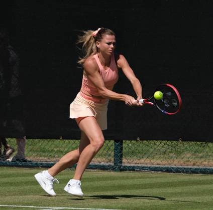 15th June 2023; Nottingham Tennis Centre, Nottingham, England: Rothesay Nottingham Open, Day 4; Camila Giorgi (ITA) plays a backhand shot down the line to Elizabeth Mandlik (USA)  ActionPlus12519677 PaulxBonser