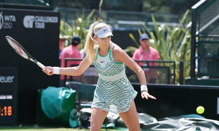 15th June 2023; Nottingham Tennis Centre, Nottingham, England: Rothesay Nottingham Open, Day 4; Katie Boulter (GBR) plays a forehand shot to Daria Snigur (UKR)  ActionPlus12519709 PaulxBonser