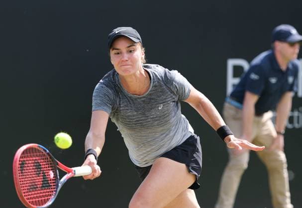 15th June 2023; Nottingham Tennis Centre, Nottingham, England: Rothesay Nottingham Open, Day 4; Anhelina Kalinina (UKR) plays a forehand shot to Harriet Dart (GBR)  ActionPlus12519731 PaulxBonser