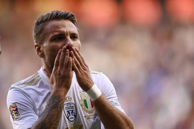 Foto Fabio Ferrari LaPresse 15 Giugno 2023 - Enschede, Paesi Bassi - calcio - Spagna v Italia - Uefa Nations League - Semi-finale - FC Twente Stadion-Enschede. Nella foto: esultanza Ciro Immobile (Italy) dopo il gol 1-1 June 15, 2023 Enschede, Netherland - sport, calcio - Spain v Italy - Uefa Nations League - Semi-finale - FC Twente Stadion-Enschede. In the pic: Ciro Immobile (Italy) celebrates after goal 1-1  Copyright: xFabioxFerrari LaPresse FerrariFax