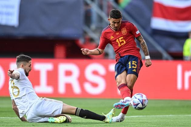 Sport Bilder des Tages Enschede (Olanda) 15 06 2023 - Nations League Spagna-Italia foto Image nella foto: gol Yeremy Pino 
