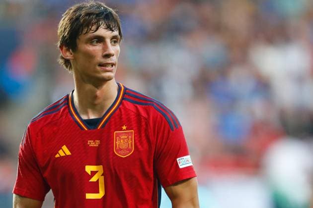 ENSCHEDE, 15-06-2023 , Stadium Grolsch Veste, Nations League semi final 2022 2023 between Spain and Italy, Spain player Robin Le Normand Spain - Italy  x21338178x Copyright: