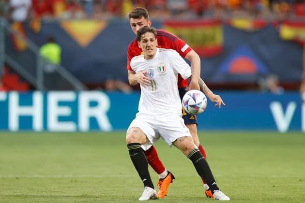 ENSCHEDE, 15-06-2023 , Stadium Grolsch Veste, Nations League semi final 2022 2023 between Spain and Italy, Italy player Nicolo Zaniolo Spain - Italy  x21338196x Copyright: