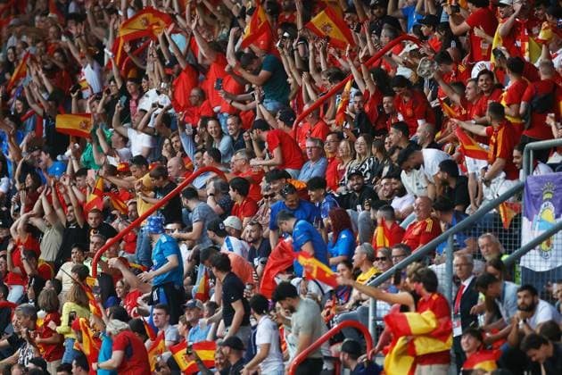 ENSCHEDE, 15-06-2023 , Stadium Grolsch Veste, Nations League semi final 2022 2023 between Spain and Italy, Spain supporters Spain - Italy  x21338201x Copyright: