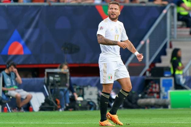 Ciro Immobile (Italy) celebrates after scoring a goal during Semifinal - Spain vs Italy, football UEFA Nations League match in Enschede, Netherlands, June 15 2023  Copyright: xEmmanuelexMastrodonato IPAxSportx xLivexMediax 0 IPA_IPA38651105