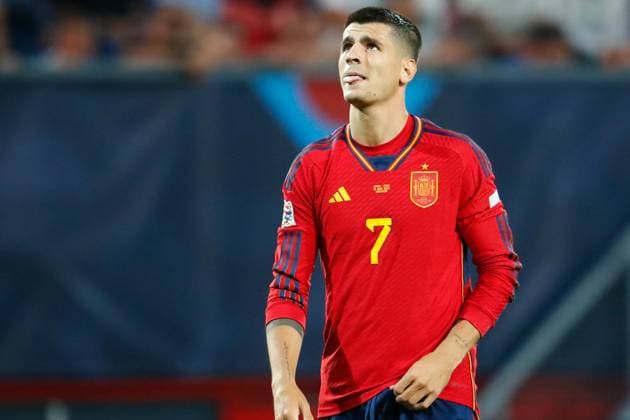 ENSCHEDE, 15-06-2023 , Stadium Grolsch Veste, Nations League semi final 2022 2023 between Spain and Italy, Spain player Alvaro Morata dejected Spain - Italy  x21338232x Copyright: