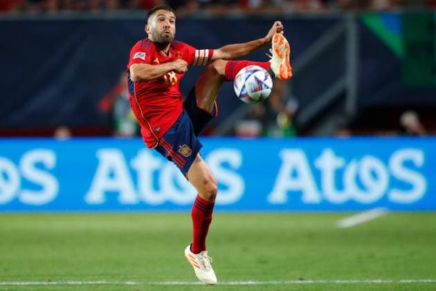 ENSCHEDE, 15-06-2023 , Stadium Grolsch Veste, Nations League semi final 2022 2023 between Spain and Italy, Spain player Jordi Alba Spain - Italy  x21338693x Copyright:
