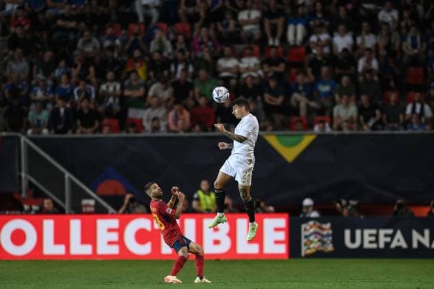 Db Enschede (Olanda) 15 06 2023 - Nations League Spagna-Italia foto Image nella foto: Giovanni Di Lorenzo-Jordi Alba 
