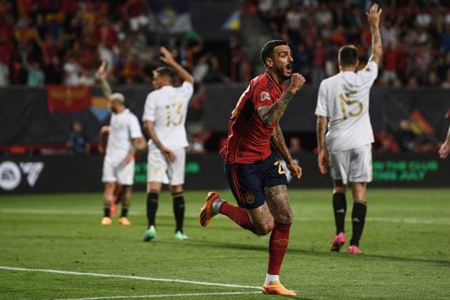 Db Enschede (Olanda) 15 06 2023 - Nations League Spagna-Italia foto Image nella foto: esultanza gol Joselu 