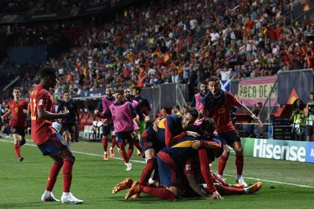 Db Enschede (Olanda) 15 06 2023 - Nations League Spagna-Italia foto Image nella foto: esultanza gol Joselu 