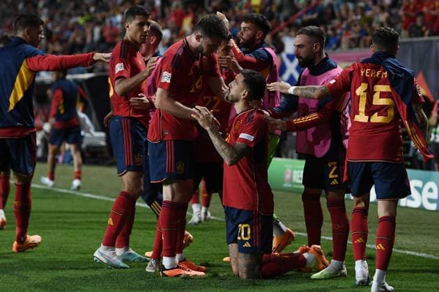 Db Enschede (Olanda) 15 06 2023 - Nations League Spagna-Italia foto Image nella foto: esultanza gol Joselu 