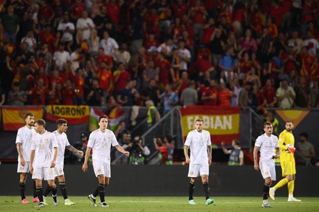Foto Fabio Ferrari LaPresse 15 Giugno 2023 - Enschede, Paesi Bassi - calcio - Spagna v Italia - Uefa Nations League - Semi-finale - FC Twente Stadion-Enschede. Nella foto: delusione dei giocatori dell Italia June 15, 2023 Enschede, Netherland - sport, calcio - Spain v Italy - Uefa Nations League - Semi-finale - FC Twente Stadion-Enschede. In the pic: disappointment of Italy s players  Copyright: xFabioxFerrari LaPresse FerrariFax