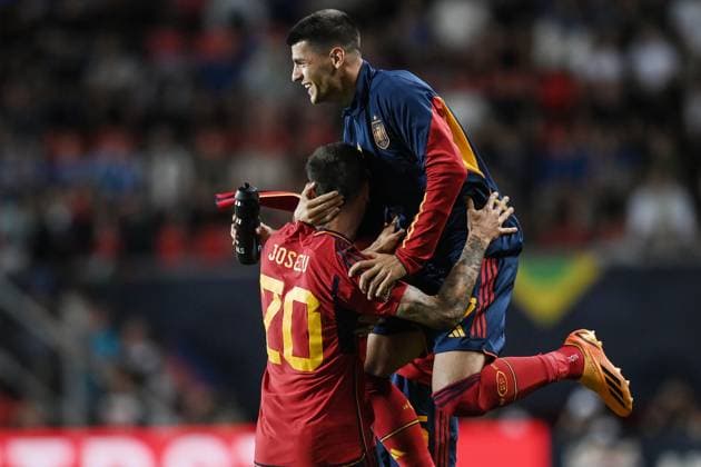 Db Enschede (Olanda) 15 06 2023 - Nations League Spagna-Italia foto Image nella foto: esultanza gol Joselu 