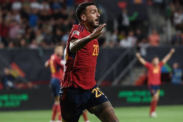 Db Enschede (Olanda) 15 06 2023 - Nations League Spagna-Italia foto Image nella foto: esultanza gol Joselu 