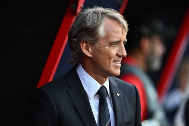ENSCHEDE, NETHERLANDS - JUNE 15: Roberto Mancini manager of Italy during the UEFA Nations League 2022 23 semifinal match between Spain and Italy at FC Twente Stadium on June 15, 2023 in Enschede, Nethe Spain v Italy - UEFA Nations League 2022 23 Semifinal Copyright: xSebastianxFrejx