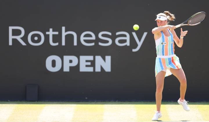 Mandatory Credit: Photo by Ryan Browne Shutterstock (13961298al) Magdalena Frech of Poland during her quarter-final match against Jodie Burrage of Great Britain. Rothesay Open, Day Five, Tennis, Nottingham Tennis Centre, Nottingham, UK - 16 Jun 2023 Rothesay Open, Day Five, Tennis, Nottingham Tennis Centre, Nottingham, UK - 16 Jun 2023 Copyright: xRyanxBrowne Shutterstockx 13961298al