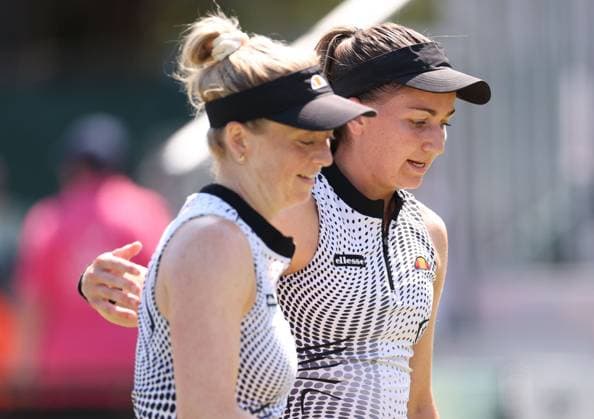 Mandatory Credit: Photo by Ryan Browne Shutterstock (13961298cm) Alicia Barnett and Olivia Nicholls of Great Britain during their quarter-final match against Asia Muhammad of USA and Giuliana Olmos of Mexico. Rothesay Open, Day Five, Tennis, Nottingham Tennis Centre, Nottingham, UK - 16 Jun 2023 Rothesay Open, Day Five, Tennis, Nottingham Tennis Centre, Nottingham, UK - 16 Jun 2023 Copyright: xRyanxBrowne Shutterstockx 13961298cm