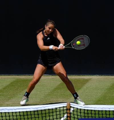 16th June 2023; Nottingham Tennis Centre, Nottingham, England: Rothesay Nottingham Open, Day 5; Jodie Burrage (GBR) returns to Magdalena Frech (POL) in her 2-1 set win Quarter final match  ActionPlus12519888 PaulxBonser