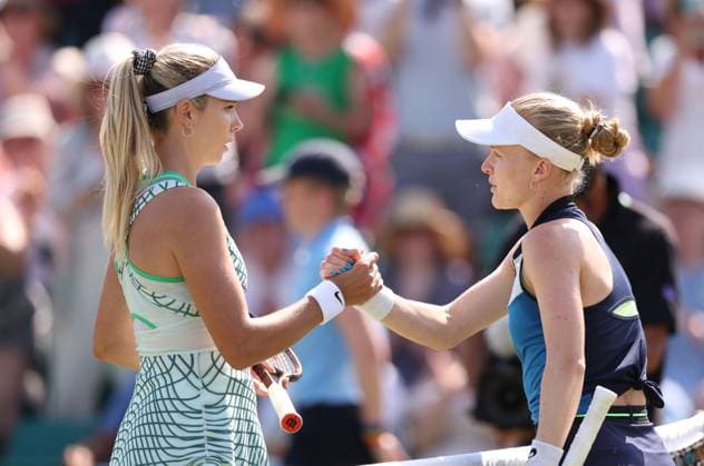 Sport Bilder des Tages Mandatory Credit: Photo by Ryan Browne Shutterstock (13961298ct) Katie Boulter of Great Britain shakes hands with Harriet Dart of Great Britain after winning her quarter-final match. Rothesay Open, Day Five, Tennis, Nottingham Tennis Centre, Nottingham, UK - 16 Jun 2023 Rothesay Open, Day Five, Tennis, Nottingham Tennis Centre, Nottingham, UK - 16 Jun 2023 Copyright: xRyanxBrowne Shutterstockx 13961298ct