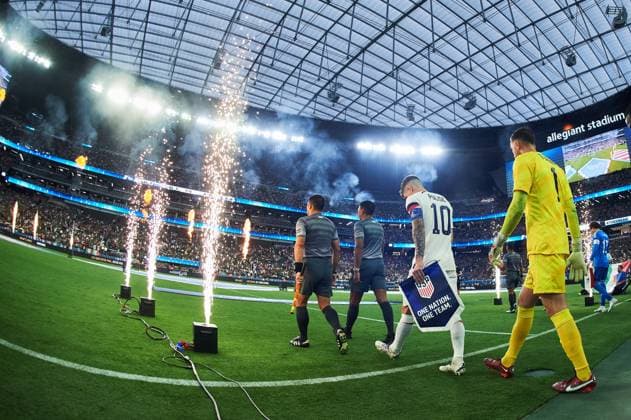 RECORD DATE NOT STATED CONCACAF NATIONS LEAGUE 2022-2023 United States vs Mexico SF General View during the game United States (USA) vs Mexico (Mexican national team, Nationalteam , corresponding to Semifinals of Final Four of the CONCACAF Nations League 2022-2023, at Allegiant Stadium, on June 15, 2023. <br><br> Vista General durante el partido Estados Unidos (EUA) vs Mexico (Seleccion Mexicana), correspondiente a Semifinales del Final Four de la Liga de Naciones CONCACAF 2022-2023, en el Allegiant Stadium, el 15 de junio de 2023. LAS VEGAS NEVADA ESTADOS UNIDOS  Copyright: xJorgexMartinezx 20230615213304_CNL_23_SF_USA_MEX_GENERAL146