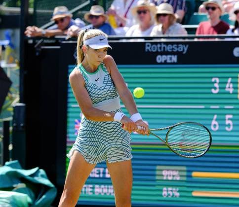 16th June 2023; Nottingham Tennis Centre, Nottingham, England: Rothesay Nottingham Open, Day 5; Katie Boulter (GBR) plays a lob shot to Harriet Dart (GBR) in her two set win  ActionPlus12520007 PaulxBonser