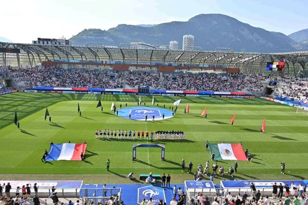 Les Ã quipes (france et mexique) FOOTBALL : France Espoirs vs Mexique - Match amical - 16 06 2023 FredericChambert Panoramic 