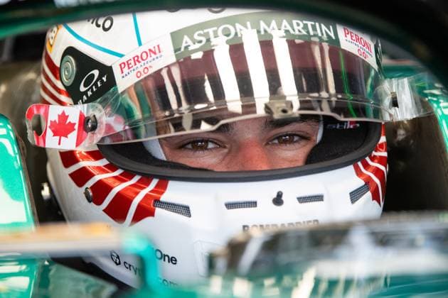 Lance Stroll CAN, Aston Martin Aramco Cognizant F1 Team, 18 in cockpit with helmet in special Canadian design, CAN, Formula 1 World Championship, Canadian Grand Prix, Circuit de Gilles Villeneuve Montreal, Free Practice, 16 06 2023 CAN, Formula 1 World Championship, Canadian Grand Prix, Circuit de Gilles Villeneuve Montreal, Free Practice, 16 06 2023 Montreal Copyright: xEibner Memmlerx EP_MMR