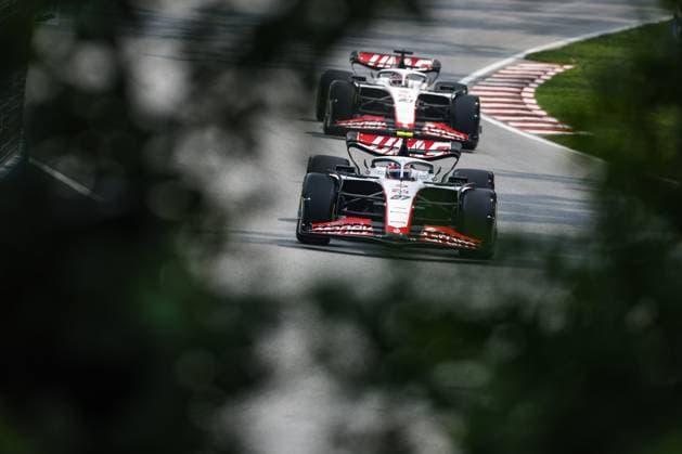 27 HULKENBERG Nico (ger), Haas F1 Team VF-23 Ferrari, action 20 MAGNUSSEN Kevin (den), Haas F1 Team VF-23 Ferrari, action during the Formula 1 Pirelli Grand Prix du Canada, 8th round of the 2023 Formula One World Championship, WM, Weltmeisterschaft from June 16 to 18, 2023 on the Circuit Gilles Villeneuve, in Montrà al, Canada - F1 - CANADIAN GRAND PRIX 2023 DPPI Panoramic 00123020__R3_1241