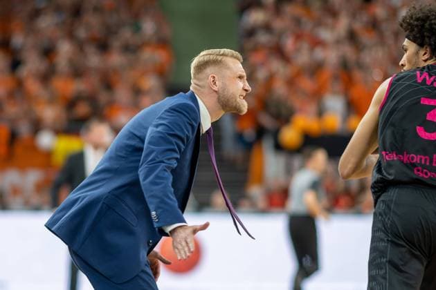 Tuomas Iisalo Telekom Baskets Bonn, head coach and Tyson Ward Telekom Baskets Bonn, 03 , GER, Ratiopharm Ulm vs Telekom Baskets Bonn, basketball, Bundesliga, playoffs, finals, game 4, best of 5, season 2022 2023, 16 06 2023, GER, Ratiopharm Ulm vs Telekom Baskets Bonn, basketball, Bundesliga, playoffs, finals, game 4, best of 5, season 2022 2023, 16 06 2023 Ulm Copyright: xEibner-Pressefoto SaschaxWaltherx EP_EER