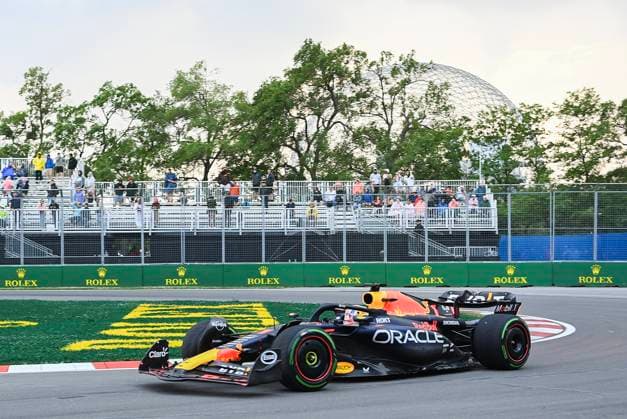 June 16, 2023, Montreal, PQ, Canada: Red Bull driver Max Verstappen of the Netherlands takes a turn at the hairpin during the second practice session at the Canadian Grand Prix in Montreal, Friday, June 16, 2023. Max Verstappen,  - ZUMAc35_ 20230616_zaf_c35_158 Copyright: xGrahamxHughesx