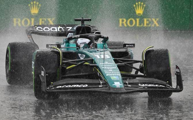 June 16, 2023, Montreal, PQ, Canada: Aston Martin driver Lance Stroll of Canada, takes a turn at the hairpin during the second practice session at the Canadian Grand Prix in Montreal, Friday, June 16, 2023. Lance Stroll,  - ZUMAc35_ 20230616_zaf_c35_191 Copyright: xGrahamxHughesx