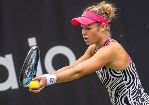 Berlin, 17 06 23, Tennis Grass Court Championships Berlin at Steffi Graf Stadium women, singles, qualifying round, Seidel Germany Siegemund Germany serve by Laura Siegemund Germany bett1open 2023 Grass Court Championships Berlin
