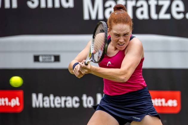 Berlin, 17 06 23, Tennis Grass Court Championships Berlin at Steffi Graf Stadium ladies, singles, qualifying round, Seidel Germany Siegemund Germany Ella Seidel Germany returns the ball to bett1open 2023 Grass Court Championships Berlin